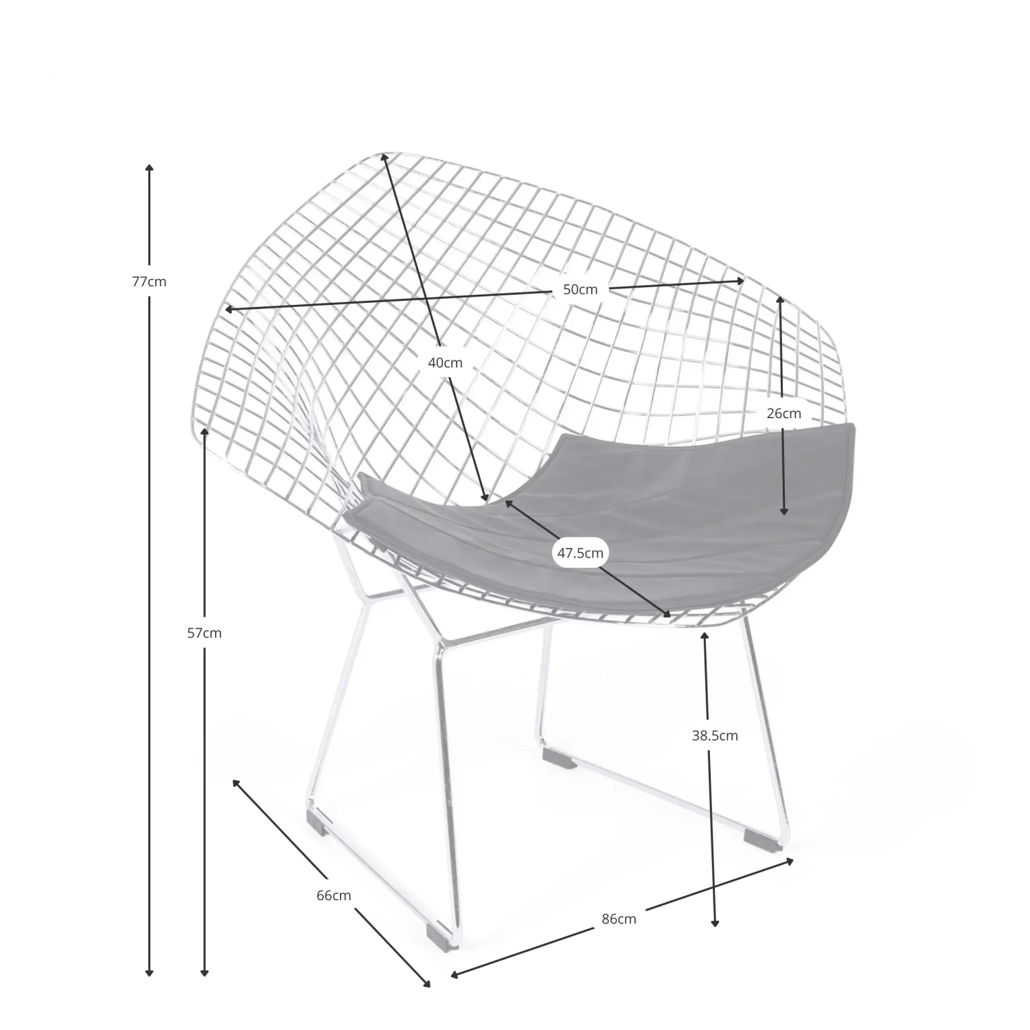 Diamond Design nojatuoli kromattua terästä FURNMOD - 26