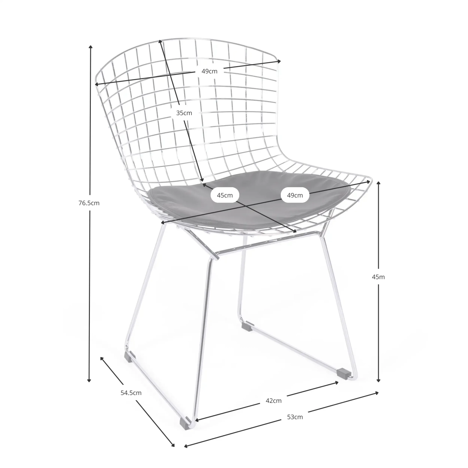 Replika židle HQ Chrome Bertoia - Kovová židle - Designový nábytek