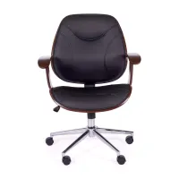 Cambridge office chair in maple wood-Leatherette chairs-Mueble design
