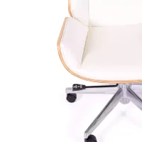 Cadeira de escritório Nordic Highback em ácer e couro ecológico branco - Mueble Design