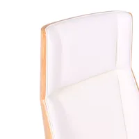 Chaise de bureau Nordic Highback en érable et éco-cuir blanc - Meubles Concept