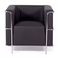 Torino 1-sitsig modern soffa i läder och förkromat stål - Mobelarium