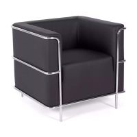 Torino 1 zits moderne sofa in leer en verchroomd staal - Mobelarium