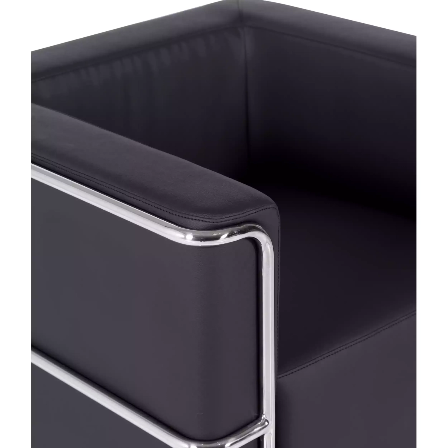 Sofá moderno Torino de 1 lugar em couro e aço cromado - Mueble Design