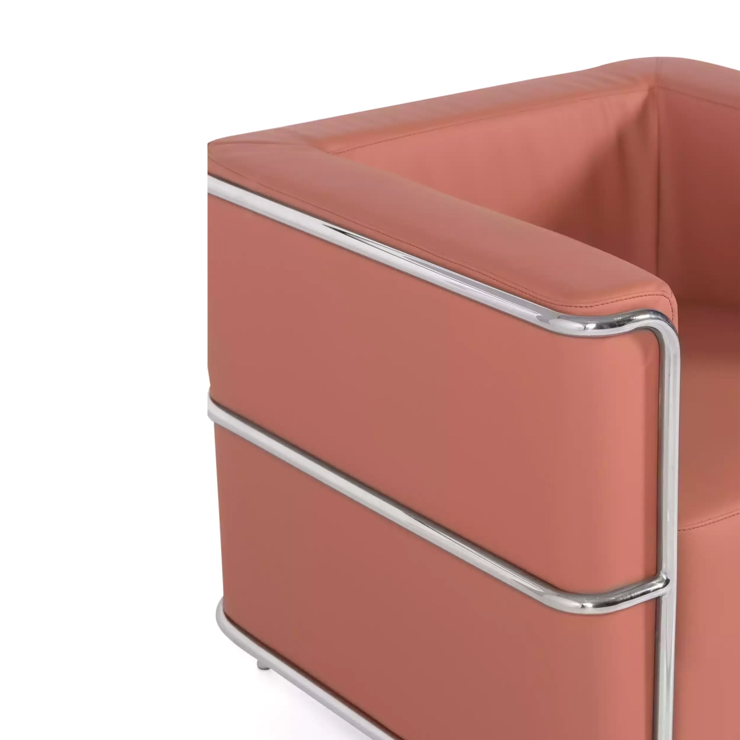 Torino 1 seater modern sofa in leather and chromed steel - Mueble Design