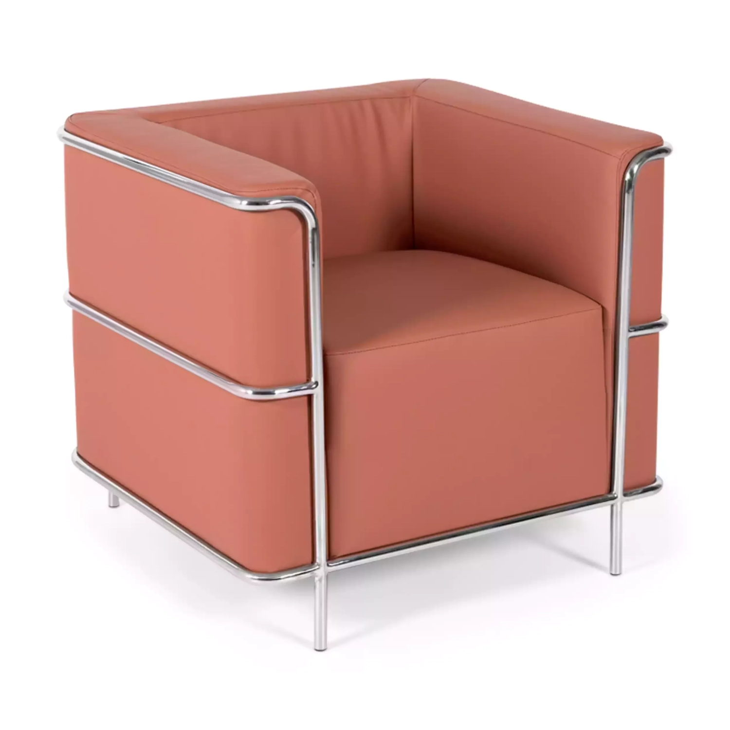 Torino 1-sitziges modernes Sofa aus Leder und verchromtem Stahl - Mobelarium