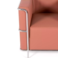 Torino 1-osobowa nowoczesna sofa ze skóry i chromowanej stali - Mobelarium