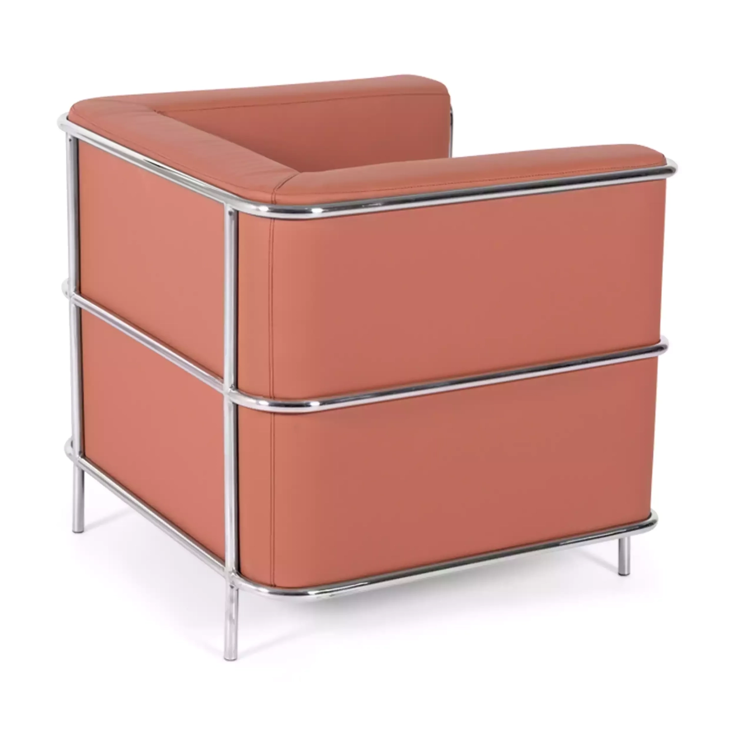 Torino 1 seater modern sofa in leather and chromed steel - Mueble Design