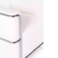 Sofá moderno Torino de 1 lugar em couro e aço cromado - Mueble Design