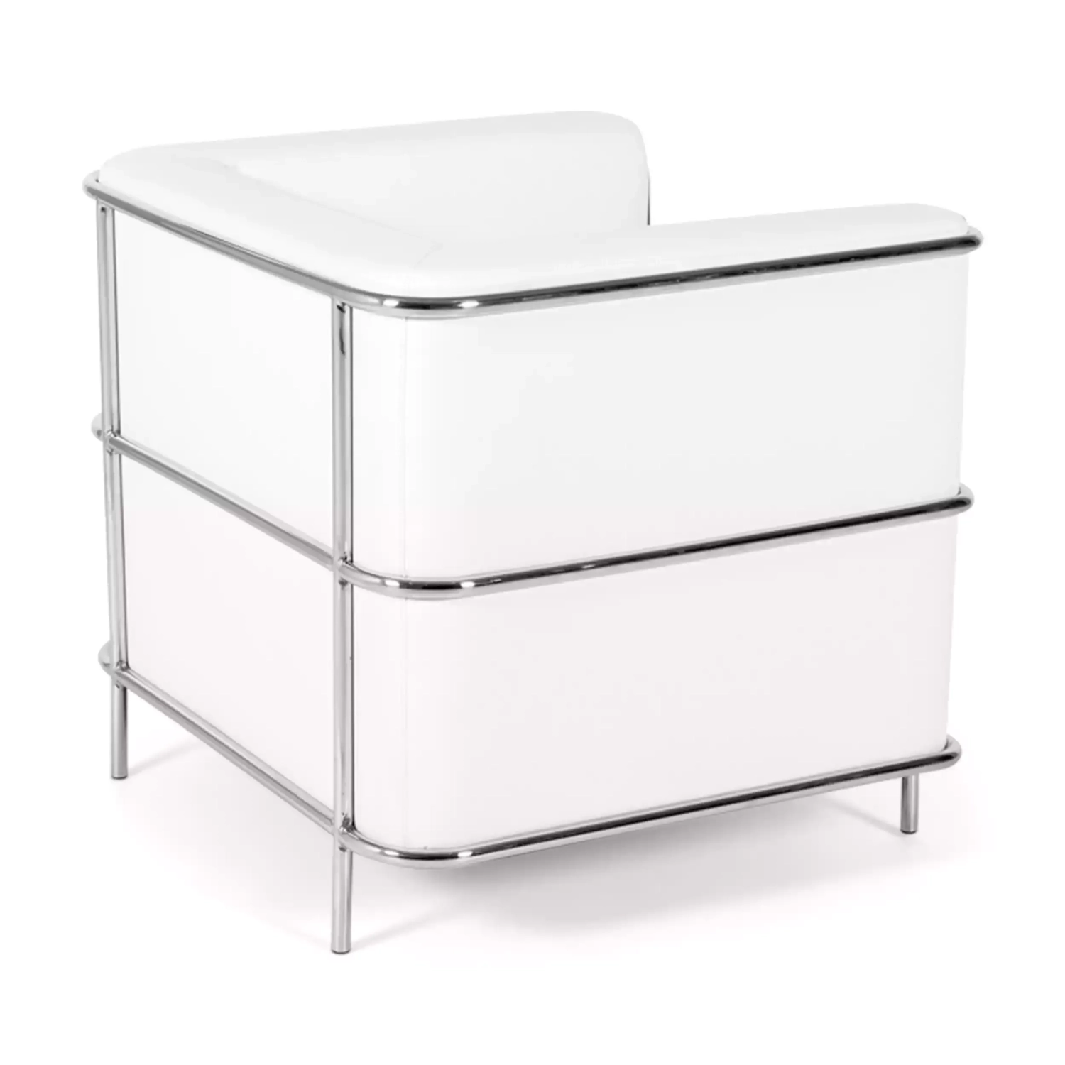 Sofá moderno Torino de 1 lugar em couro e aço cromado - Mueble Design