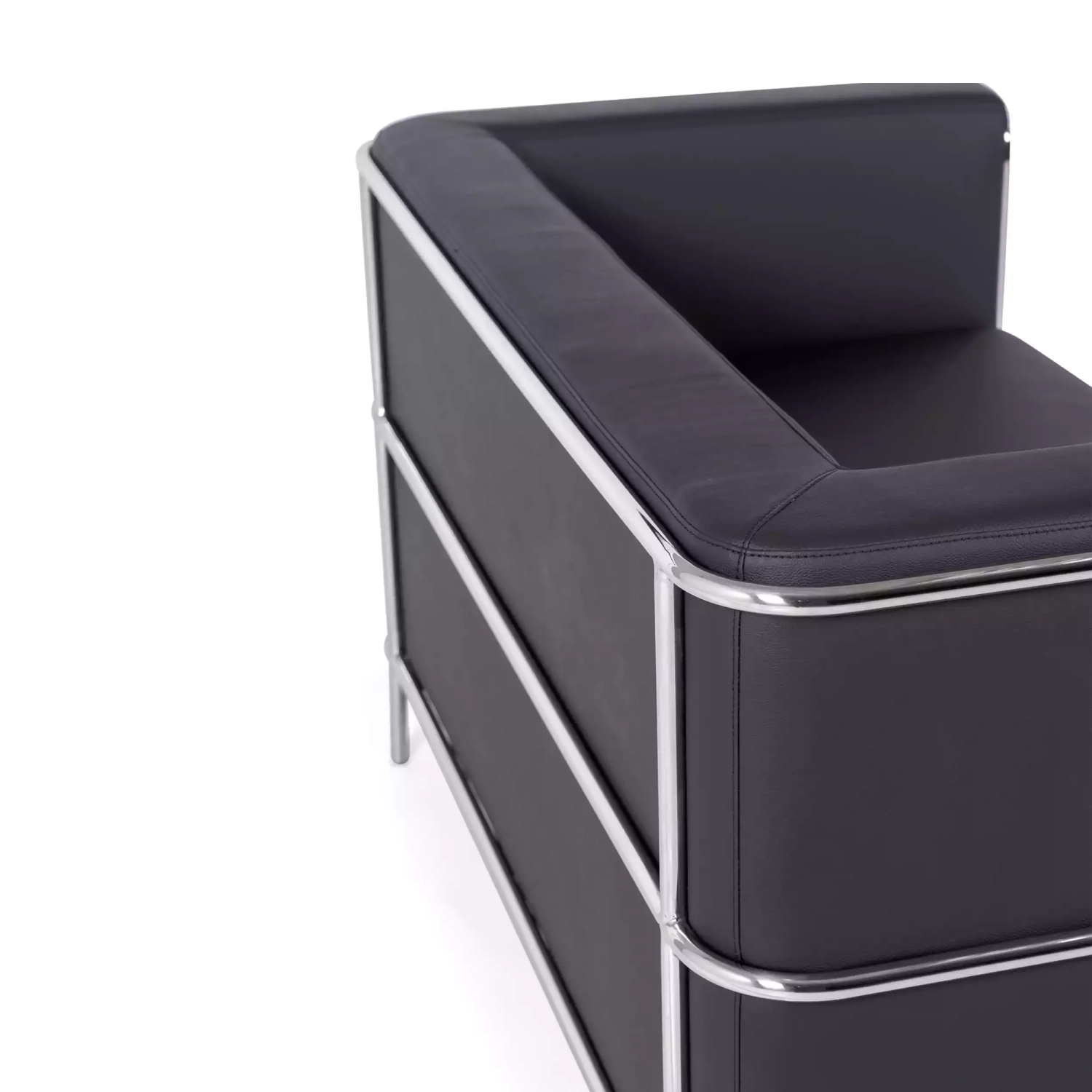 Sofá Torino de 2 lugares em couro ecológico e aço cromado 🛋️ - Mueble Design