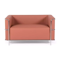 Torino 2-zitsbank van ecoleder en verchroomd staal 🛋️ - Mobelarium