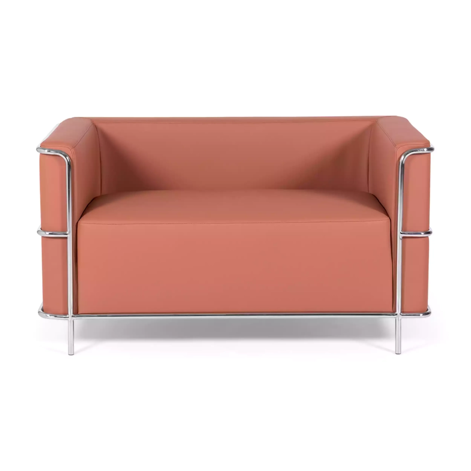 Sofá Torino de 2 lugares em couro ecológico e aço cromado 🛋️ - Mueble Design