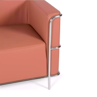 Sofá Torino de 2 lugares em couro ecológico e aço cromado 🛋️ - Mueble Design