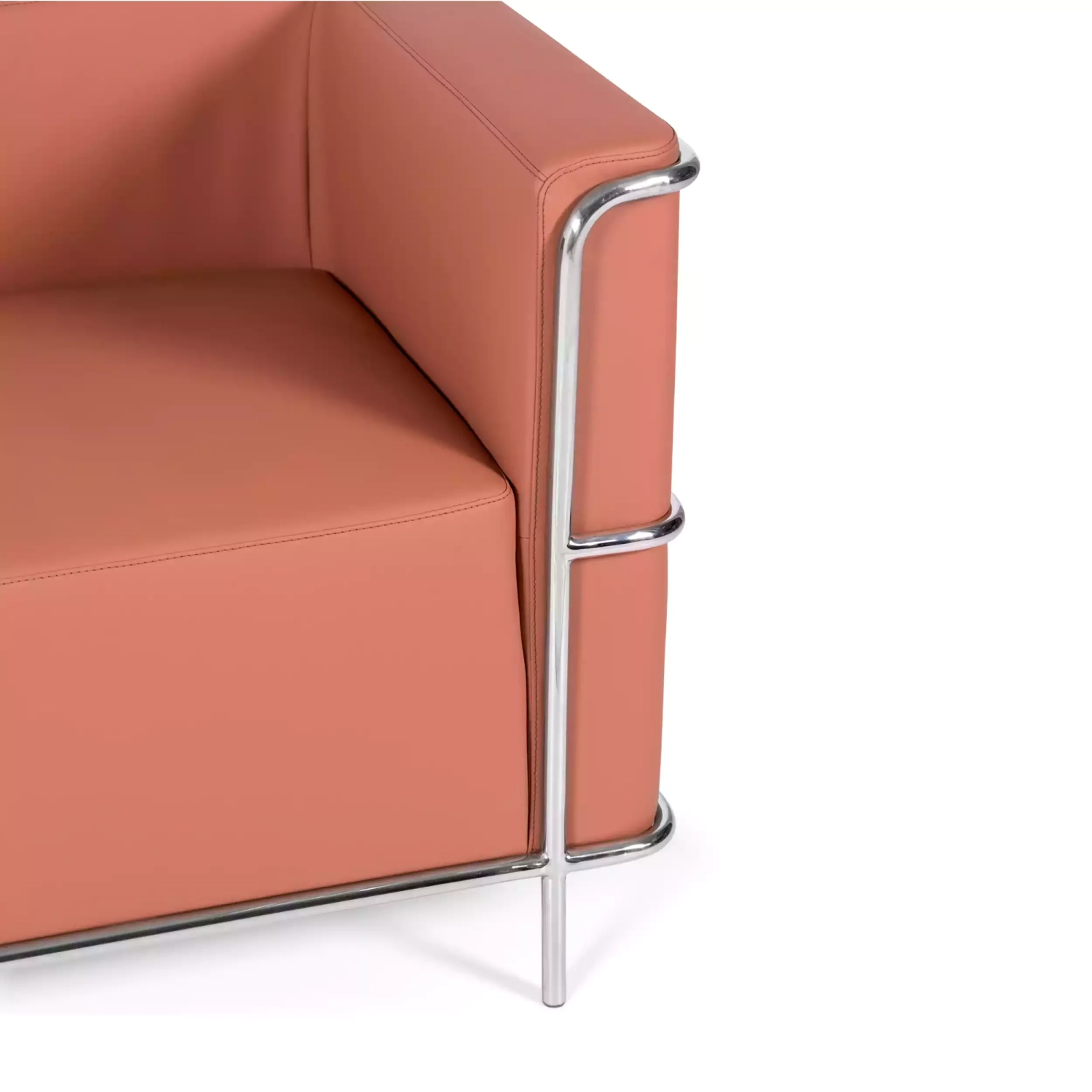 Sofá Torino de 2 lugares em couro ecológico e aço cromado 🛋️ - Mueble Design