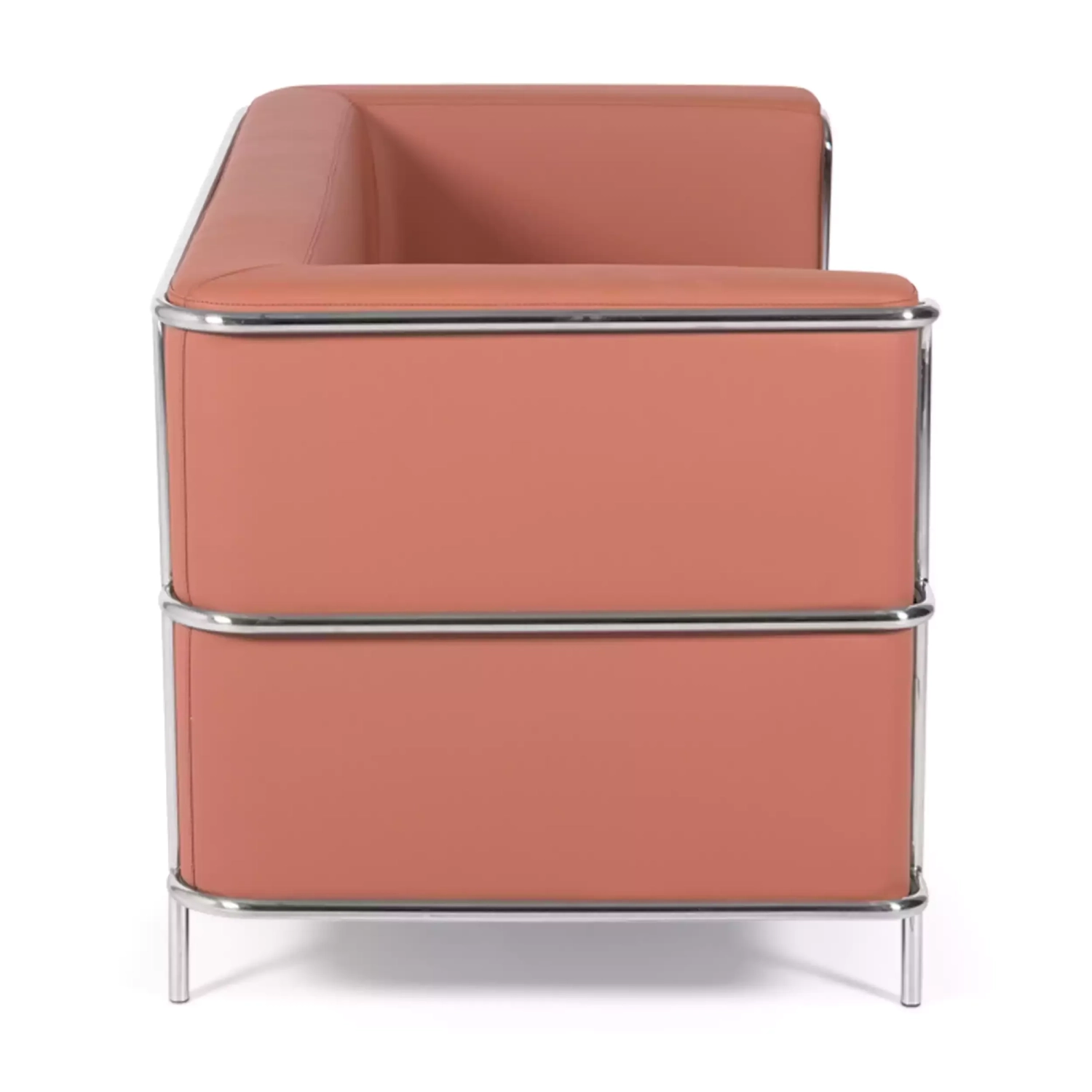 Sofá Torino de 2 lugares em couro ecológico e aço cromado 🛋️ - Mueble Design