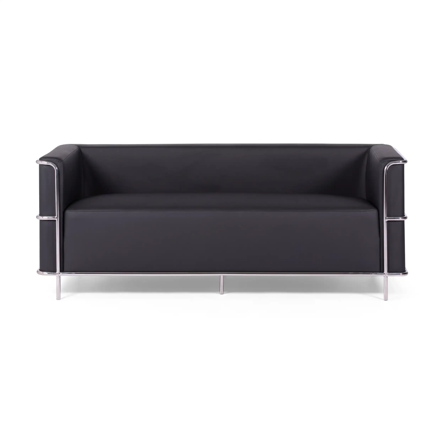 Sofa 3-osobowa Torino z ekoskóry i chromowanej stali - Mobelarium