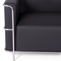Sofá Torino de 3 lugares em couro ecológico e aço cromado - Mueble Design