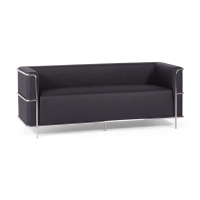 Sofá Torino de 3 lugares em couro ecológico e aço cromado - Mueble Design