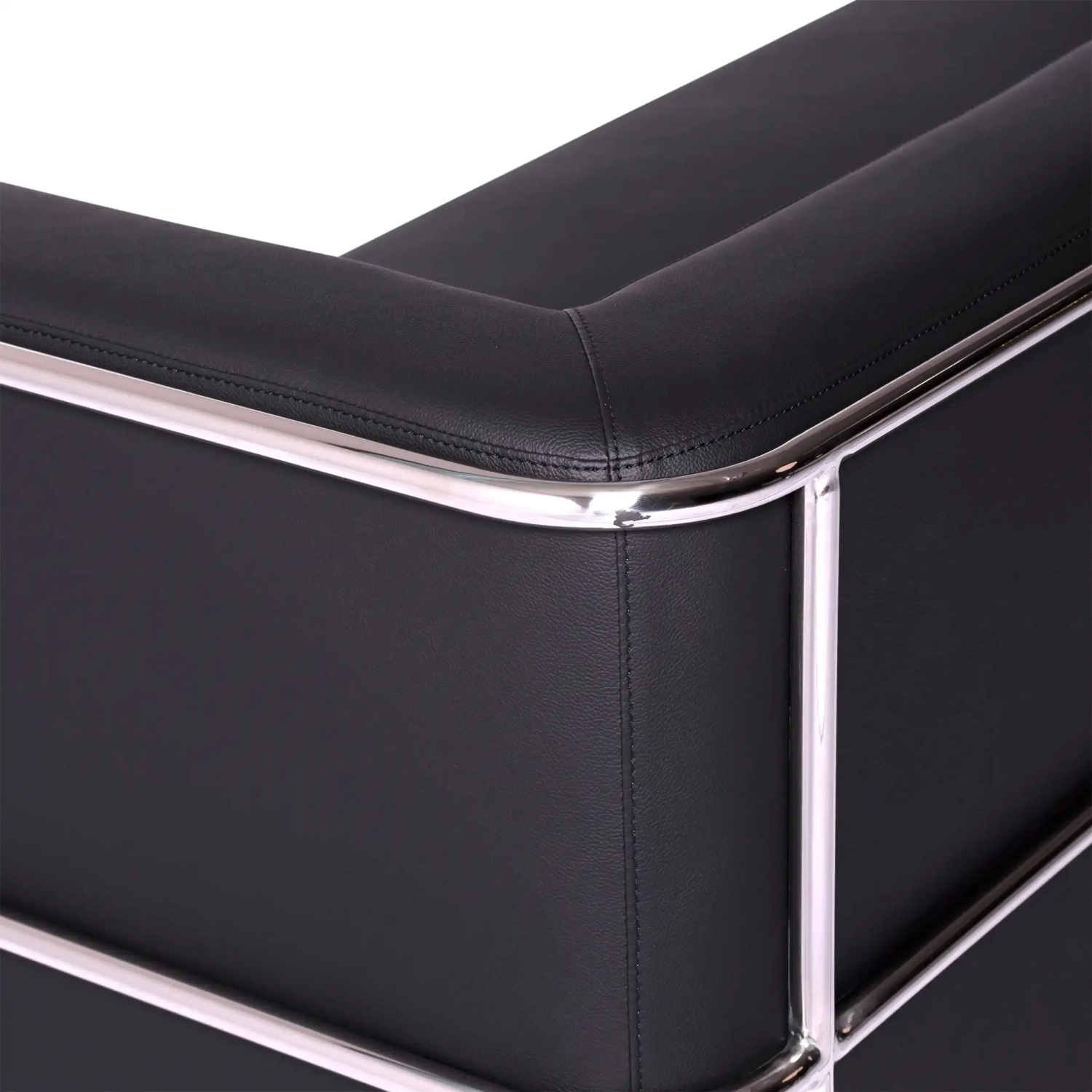 Sofá Torino de 3 lugares em couro ecológico e aço cromado - Mueble Design