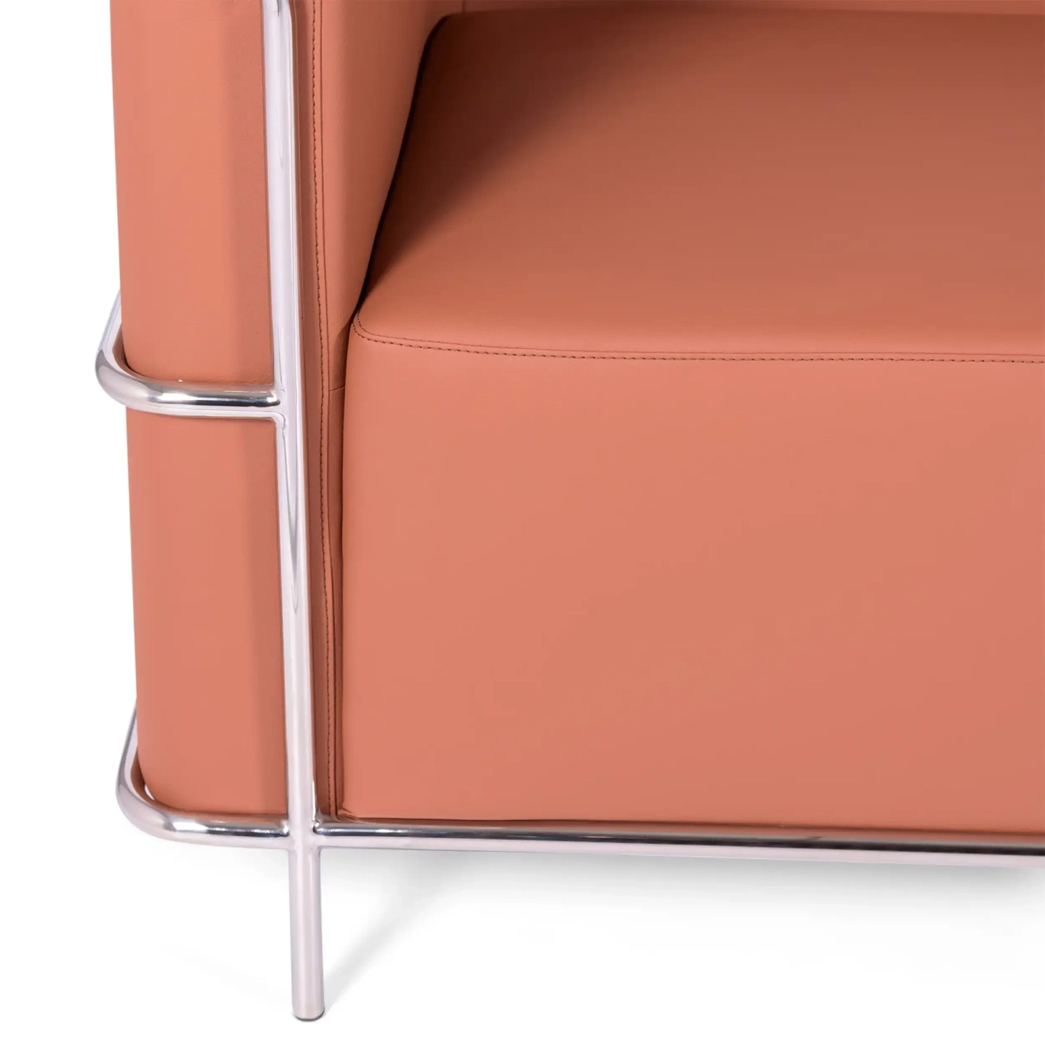Sofá Torino de 3 lugares em couro ecológico e aço cromado - Mueble Design