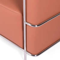 Sofá Torino de 3 lugares em couro ecológico e aço cromado - Mueble Design