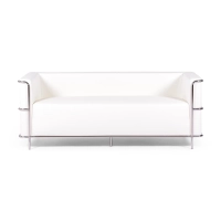 Sofá Torino de 3 lugares em couro ecológico e aço cromado - Mueble Design
