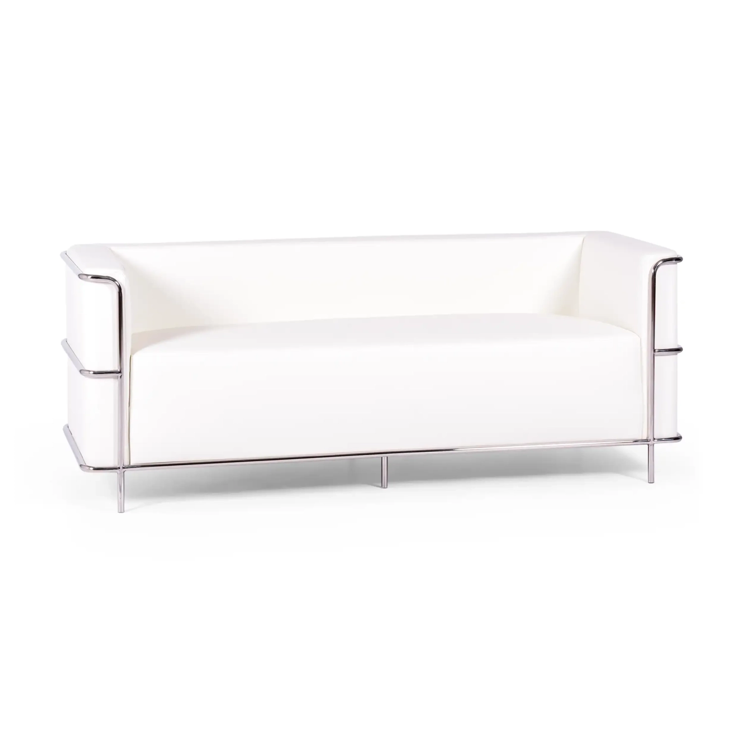 Sofá Torino de 3 lugares em couro ecológico e aço cromado - Mueble Design
