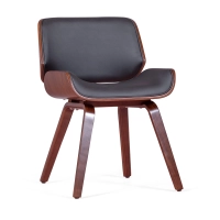 Silla Nordic en nogal y polipiel negra | Diseño escandinavo elegante