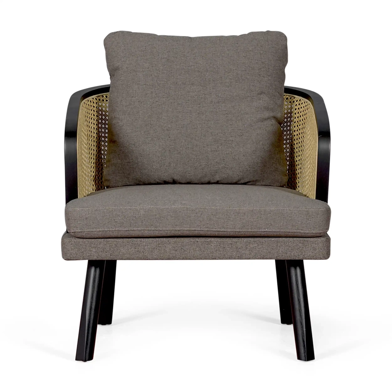 Leeds Natuur Rotan Leunstoel met Katoenen Kussen : Vintage Stijl Scandinavisch