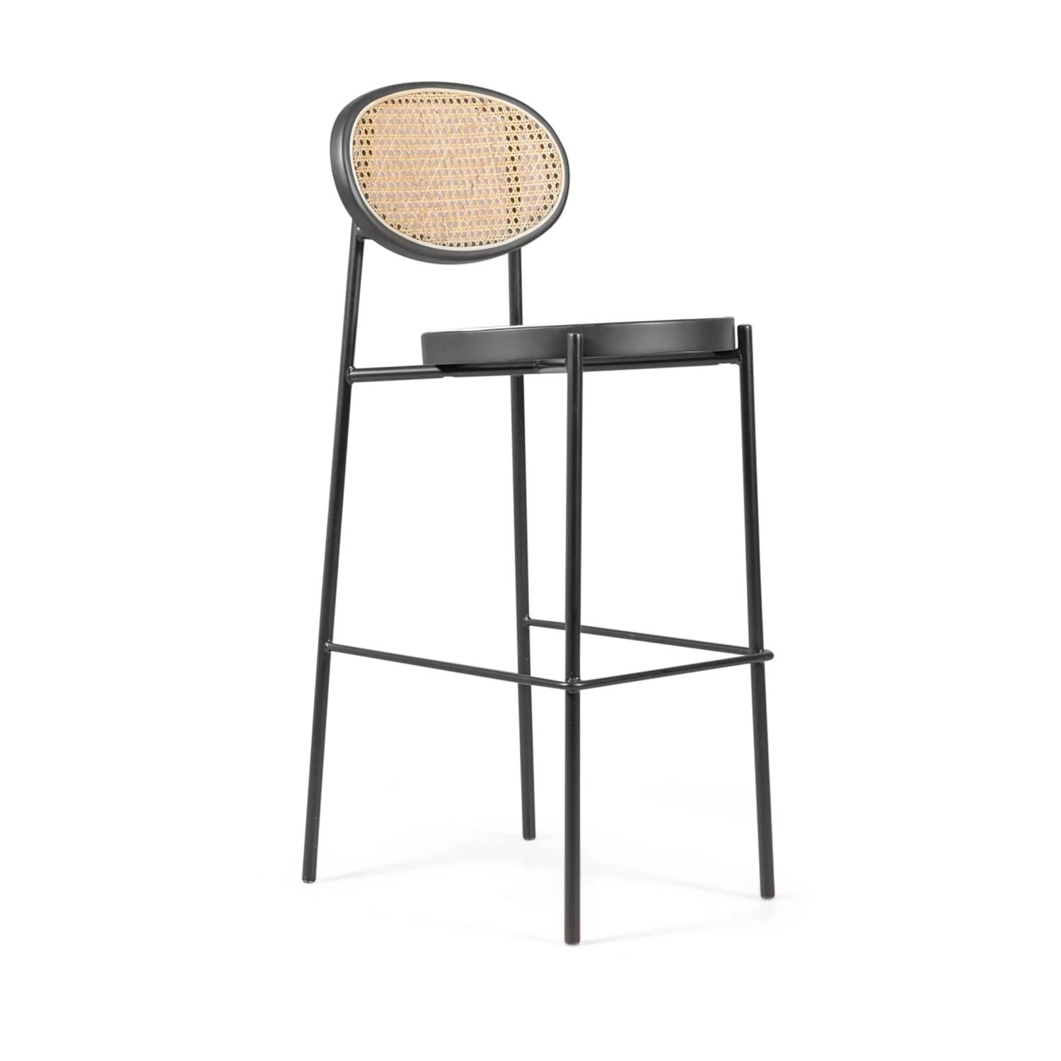 Barstol Vintage Preston 75 cm | Naturrotting och svart ram