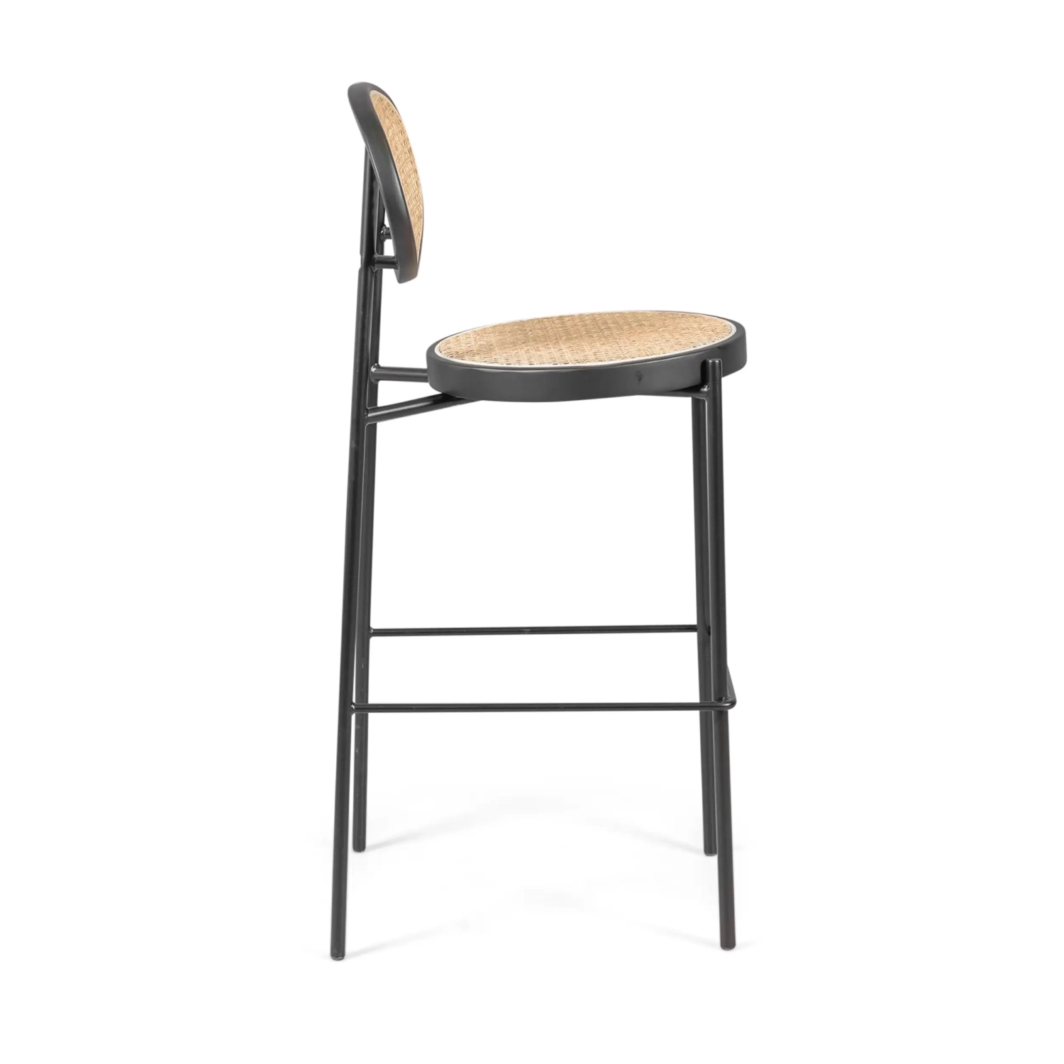 Barstol Vintage Preston 75 cm | Naturrotting och svart ram