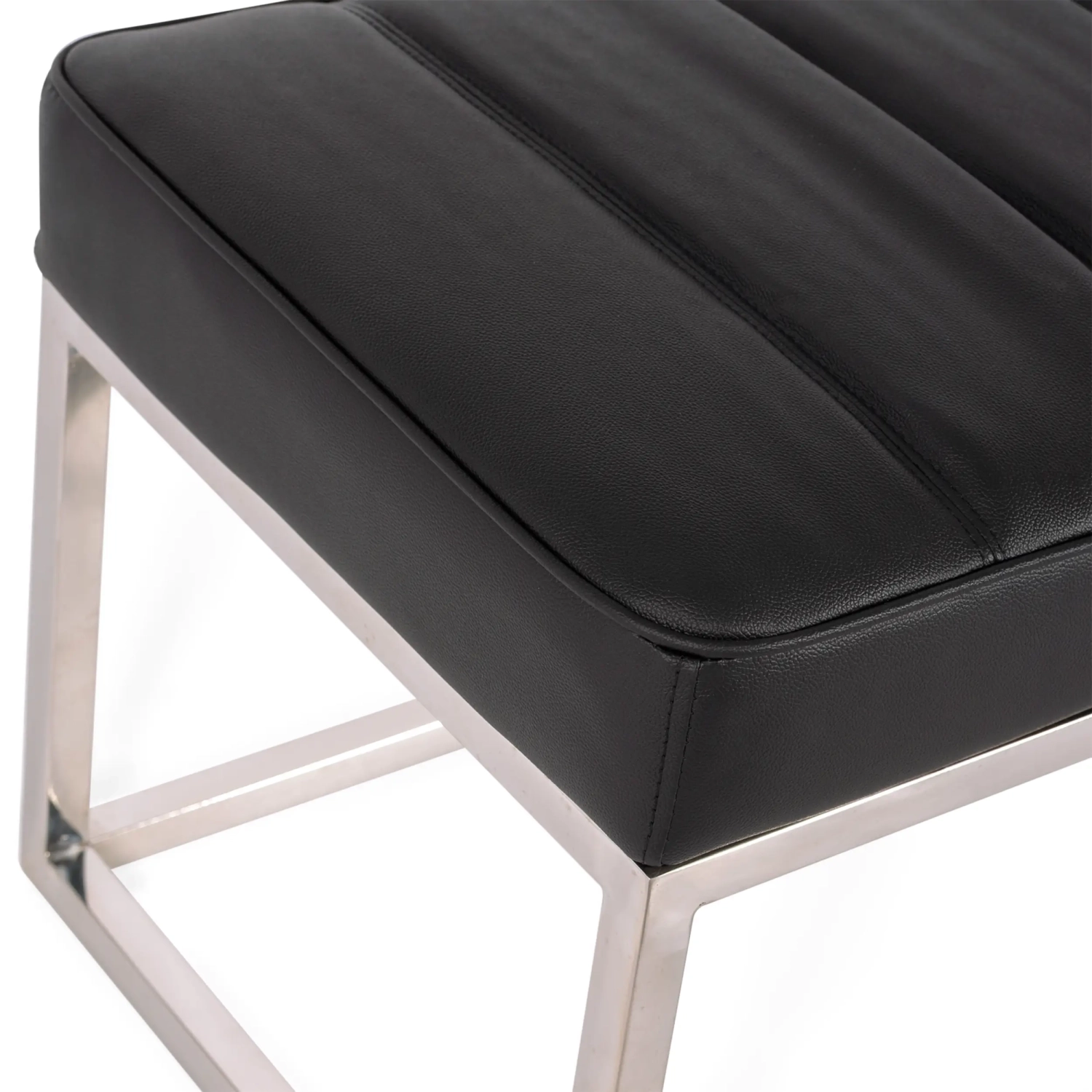 Panchina di design Praga in acciaio cromato e similpelle | Stile moderno