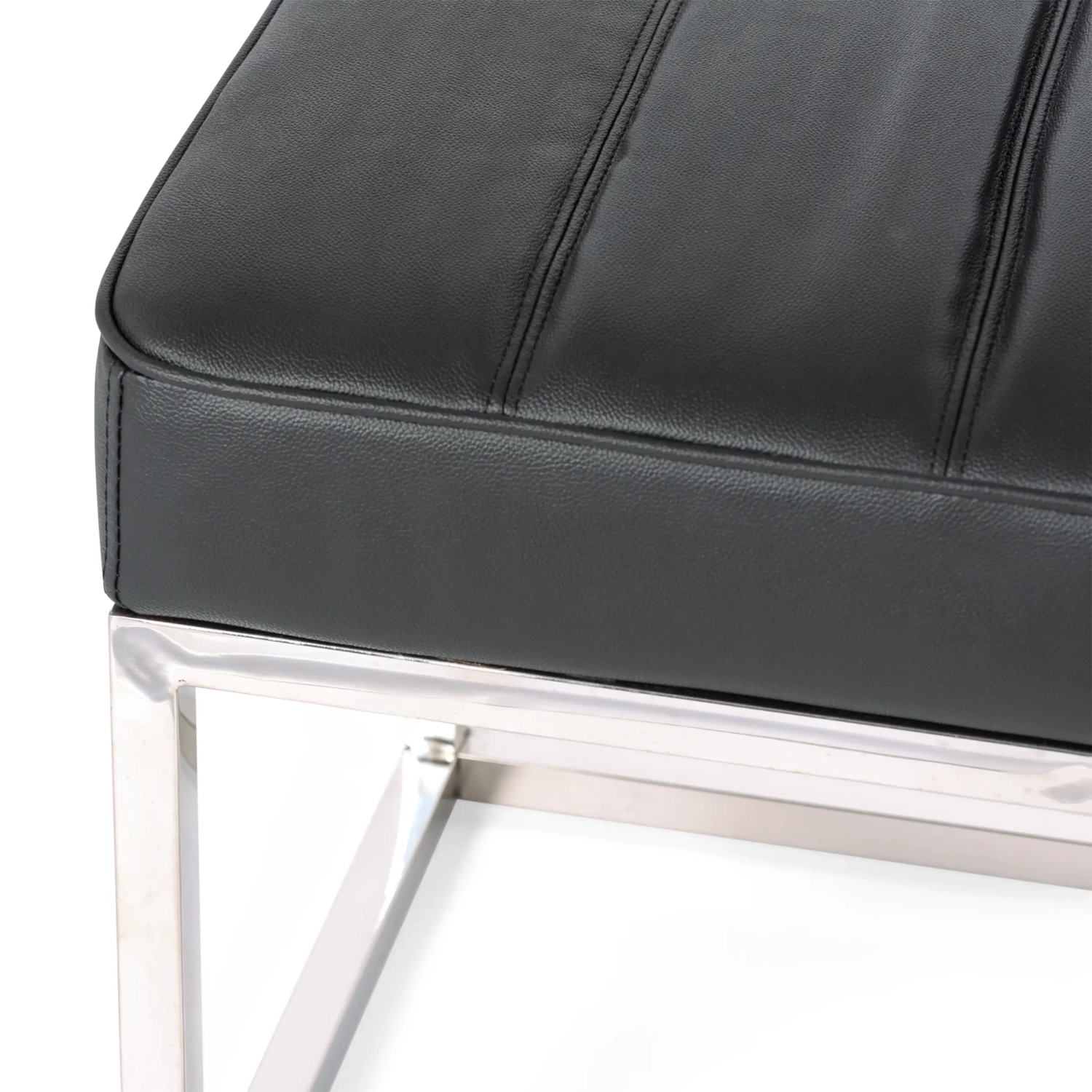Panchina di design Praga in acciaio cromato e similpelle | Stile moderno