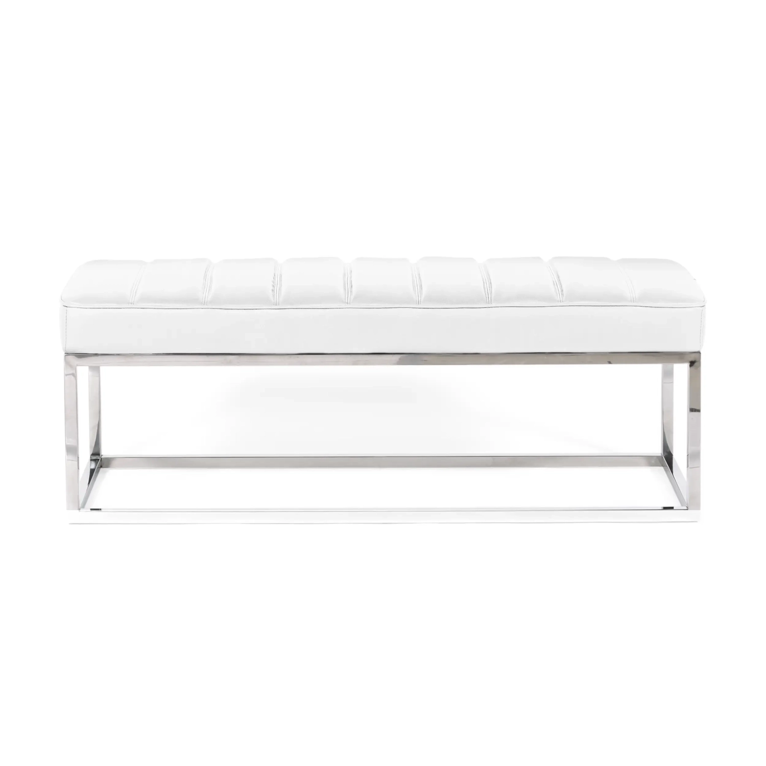 Panchina di design Praga in acciaio cromato e similpelle | Stile moderno