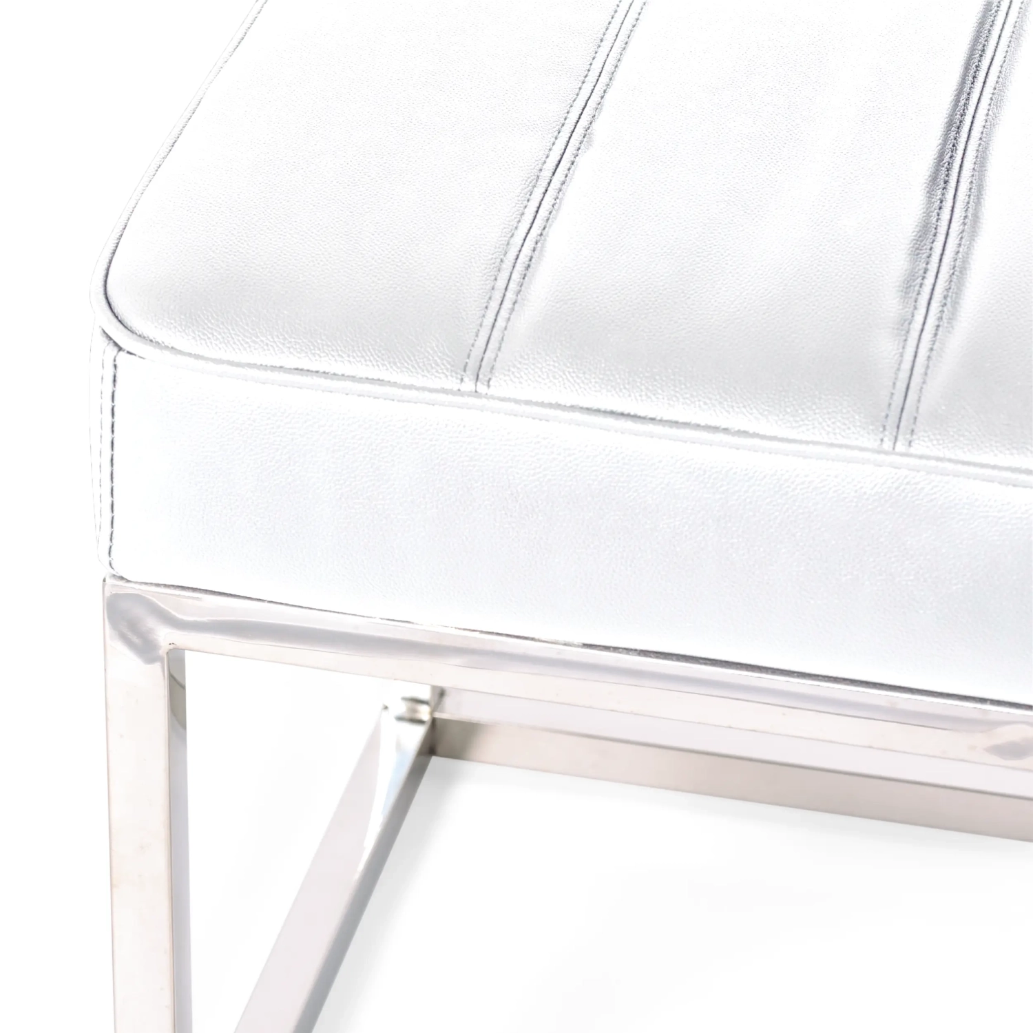 Panchina di design Praga in acciaio cromato e similpelle | Stile moderno