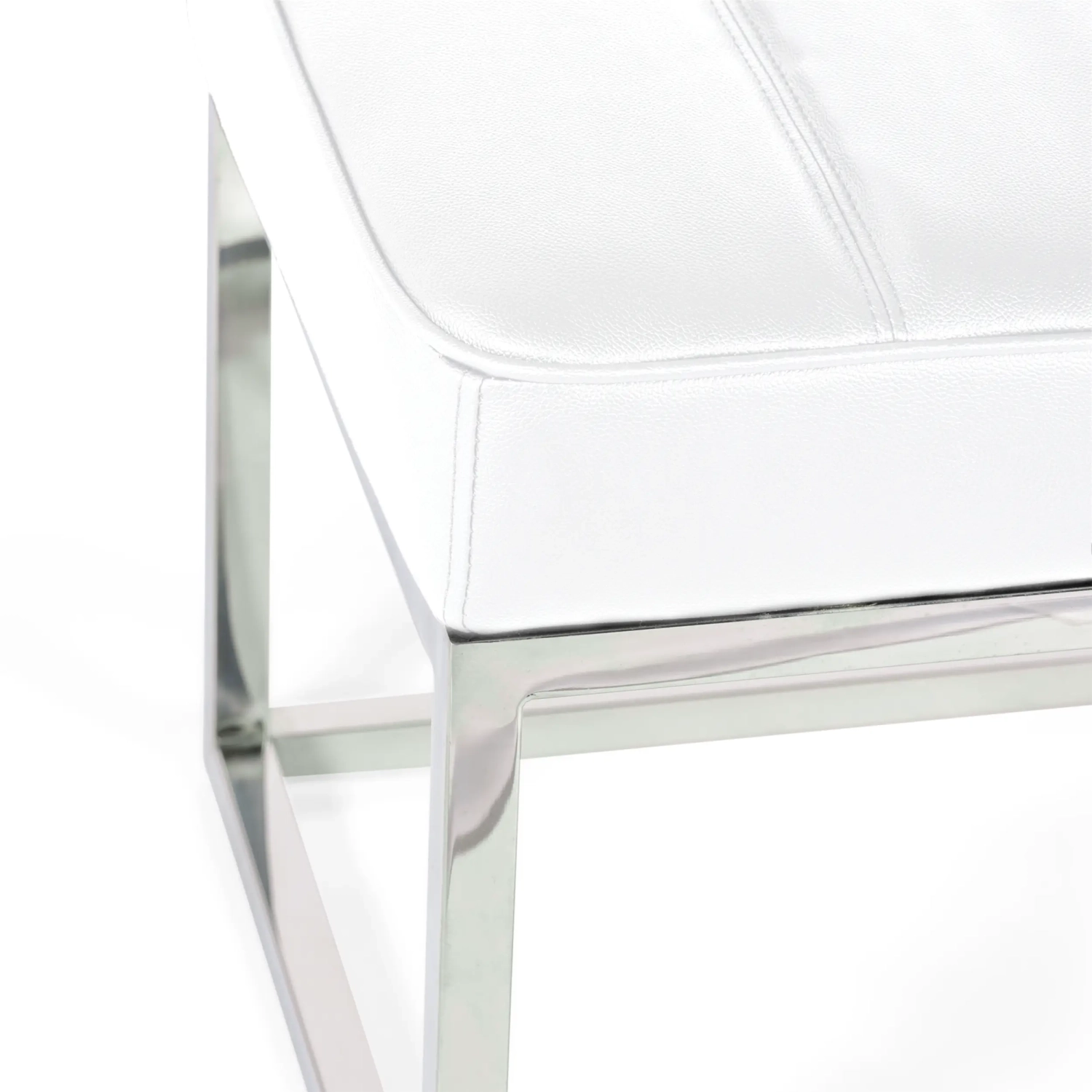 Praga Design Bench in Chrome-plated Steel and Leatherette | Modern Style