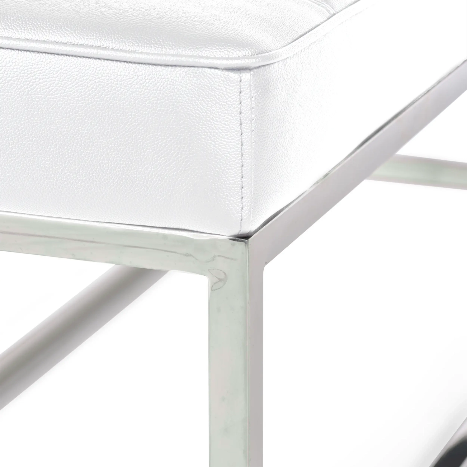 Praga Design Bench in Chrome-plated Steel and Leatherette | Modern Style