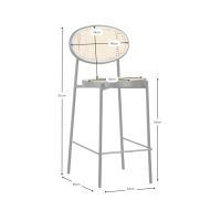 Tabouret Bar vintage Preston en rotin naturel 65 cm - Meubles Concept
