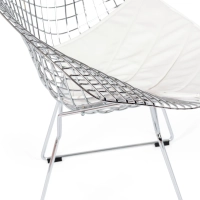 Réplica silla Diamond de acero cromado y cojín en polipiel - Colección Bertoia