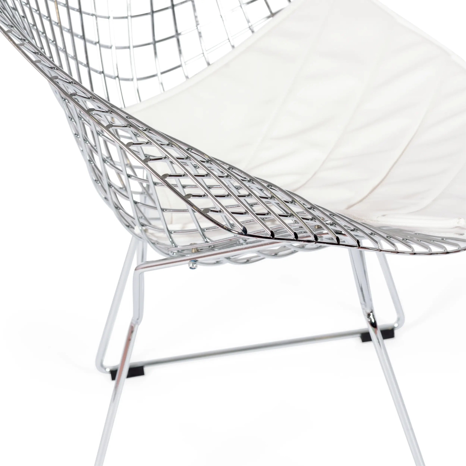 Replica Diamond Stuhl aus verchromtem Stahl und Kunstlederpolster - Bertoia Kollektion