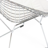 Replica Diamond-stol i förkromat stål och dyna i konstläder - Bertoia Collection