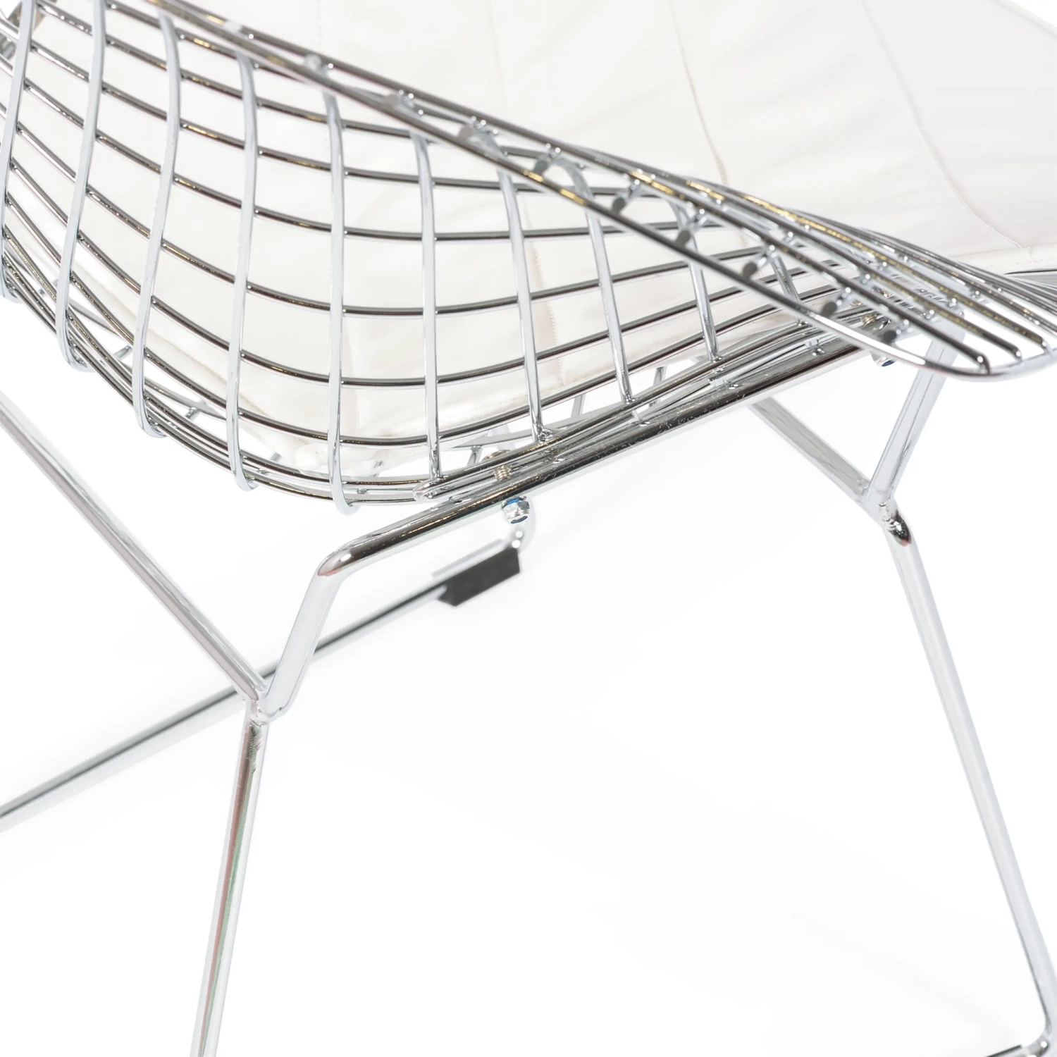 Replica Diamond Stuhl aus verchromtem Stahl und Kunstlederpolster - Bertoia Kollektion