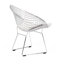 Replica Diamond chair in chromed steel and leatherette cushion - Bertoia Collection