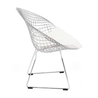 Replica Diamond-tuoli kromattua terästä ja keinonahkainen pehmuste - Bertoia Collection