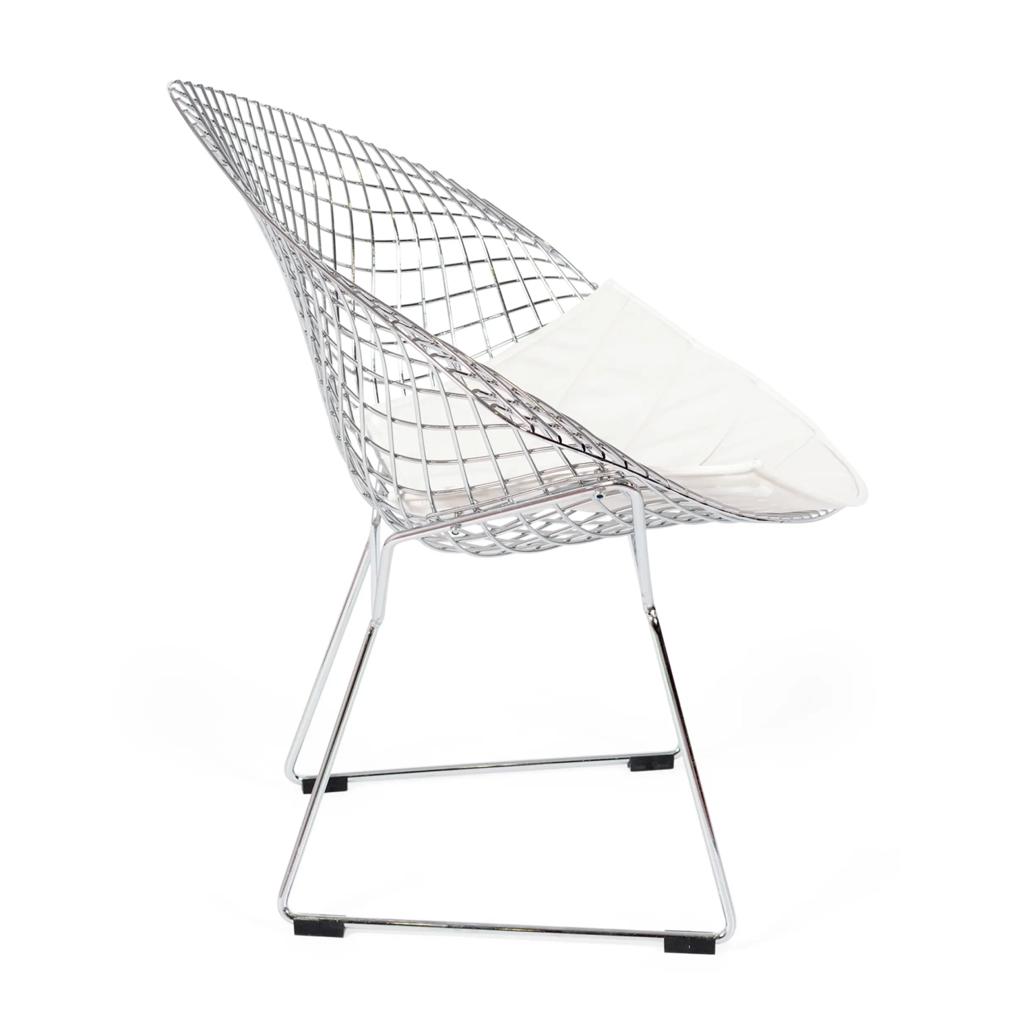 Replica Diamond-stoel in verchroomd staal en kunstlederen kussen - Bertoia Collection