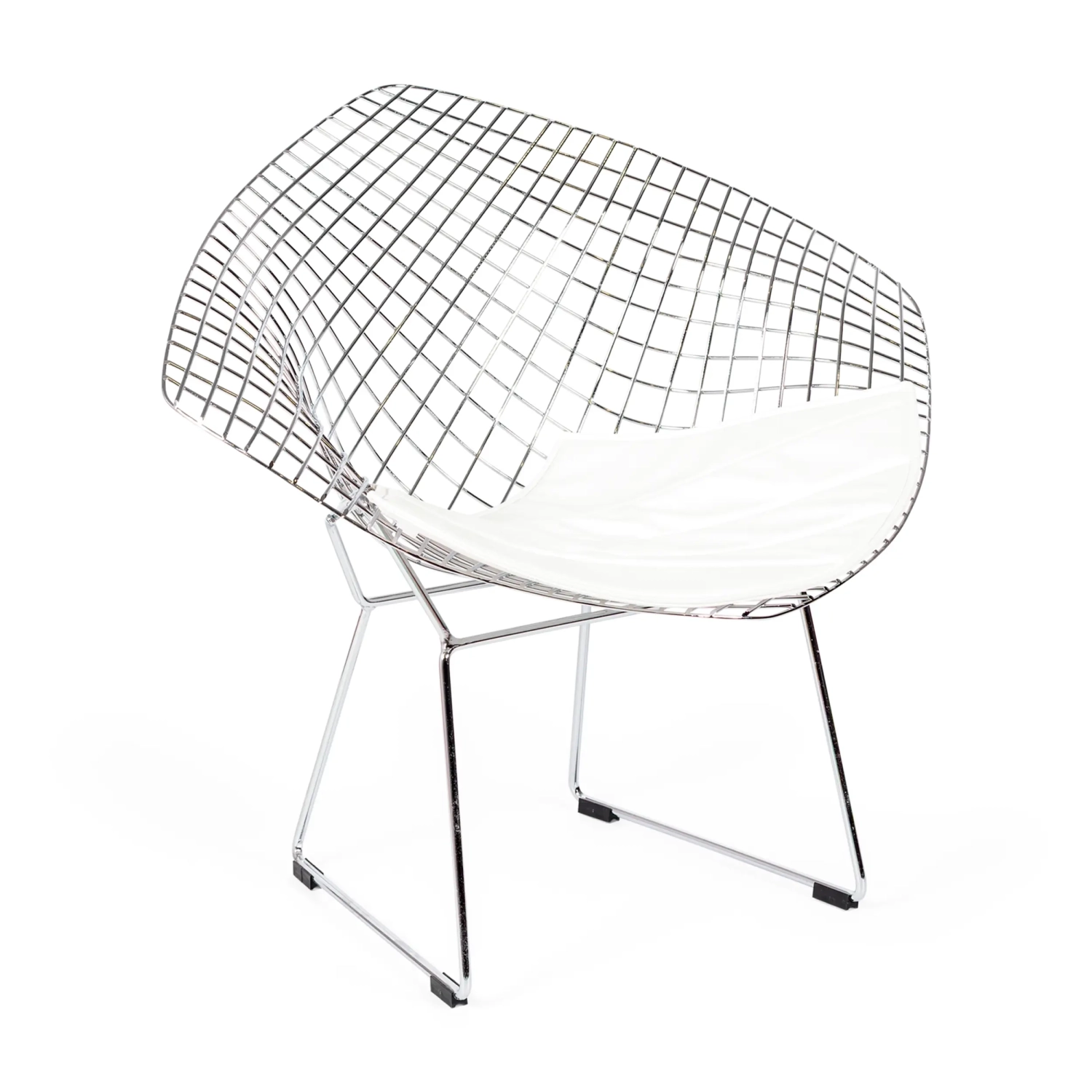 Replica Diamond-stoel in verchroomd staal en kunstlederen kussen - Bertoia Collection