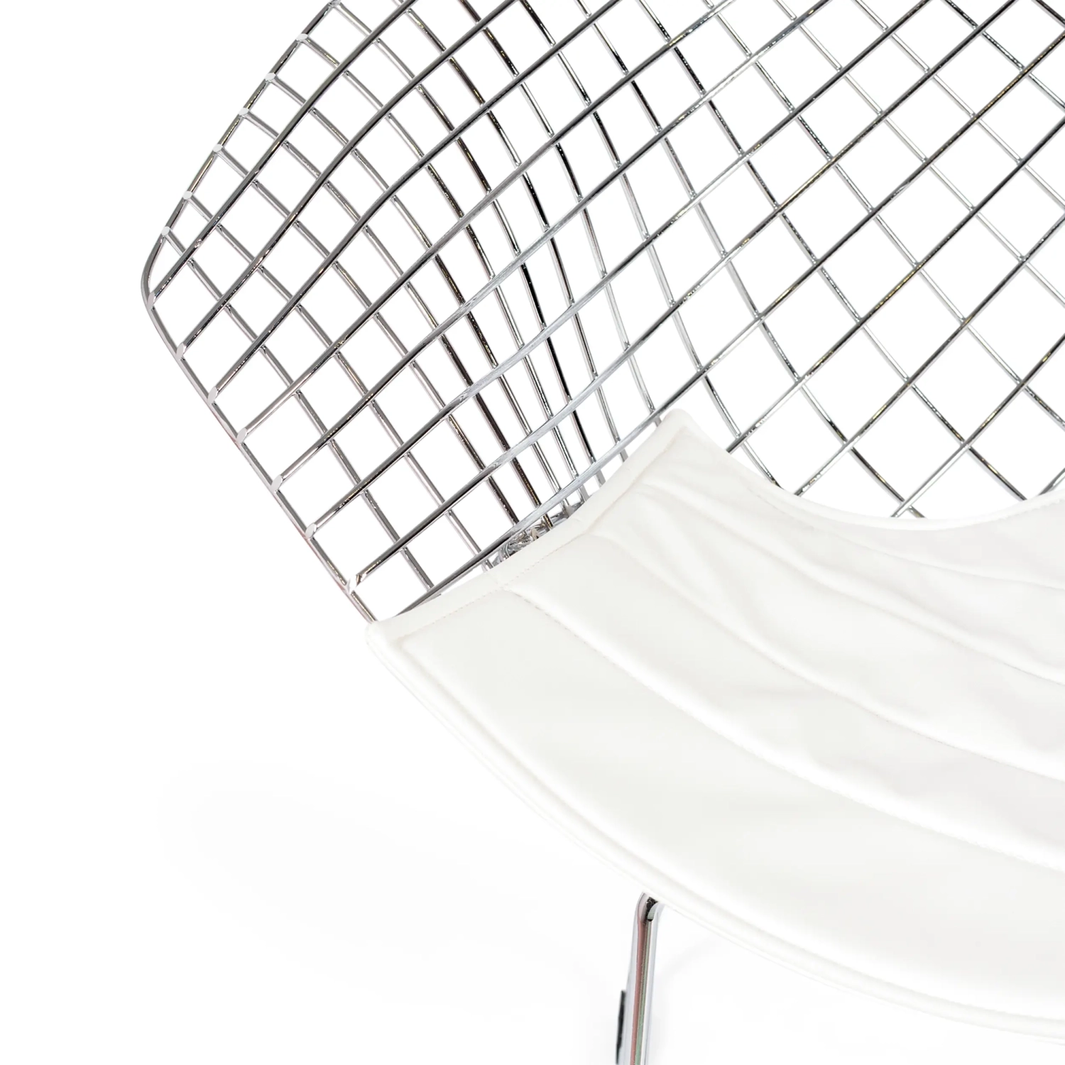 Replica Diamond-stol i förkromat stål och dyna i konstläder - Bertoia Collection