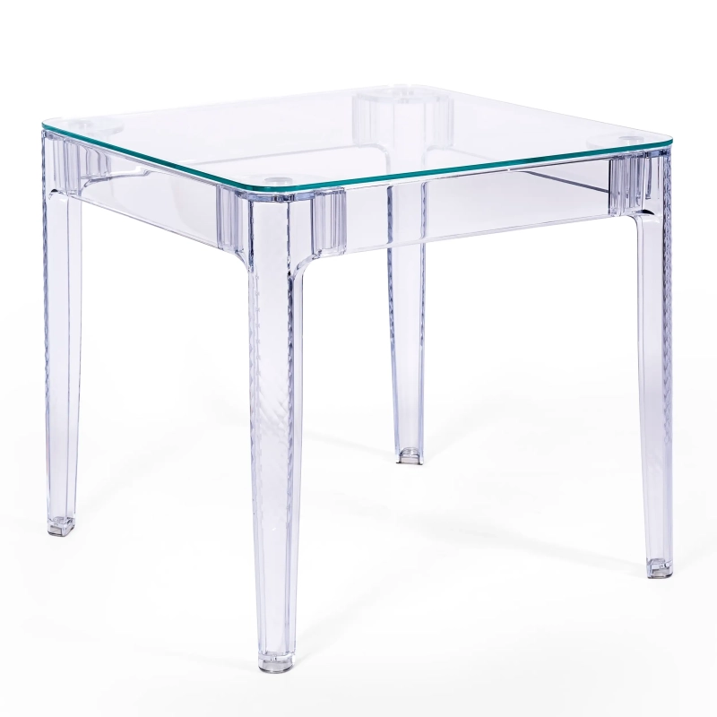 Tavolo da pranzo quadrato Ghost da 80 cm: design trasparente e moderno