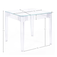 Mesa de Comedor Cuadrada Ghost 80 cm | Diseño Transparente y Moderno